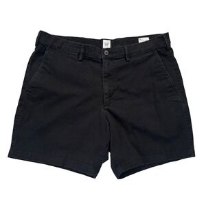GAP Men Essential Khaki Shorts Black Size 36 Flat Front Casual Cotton